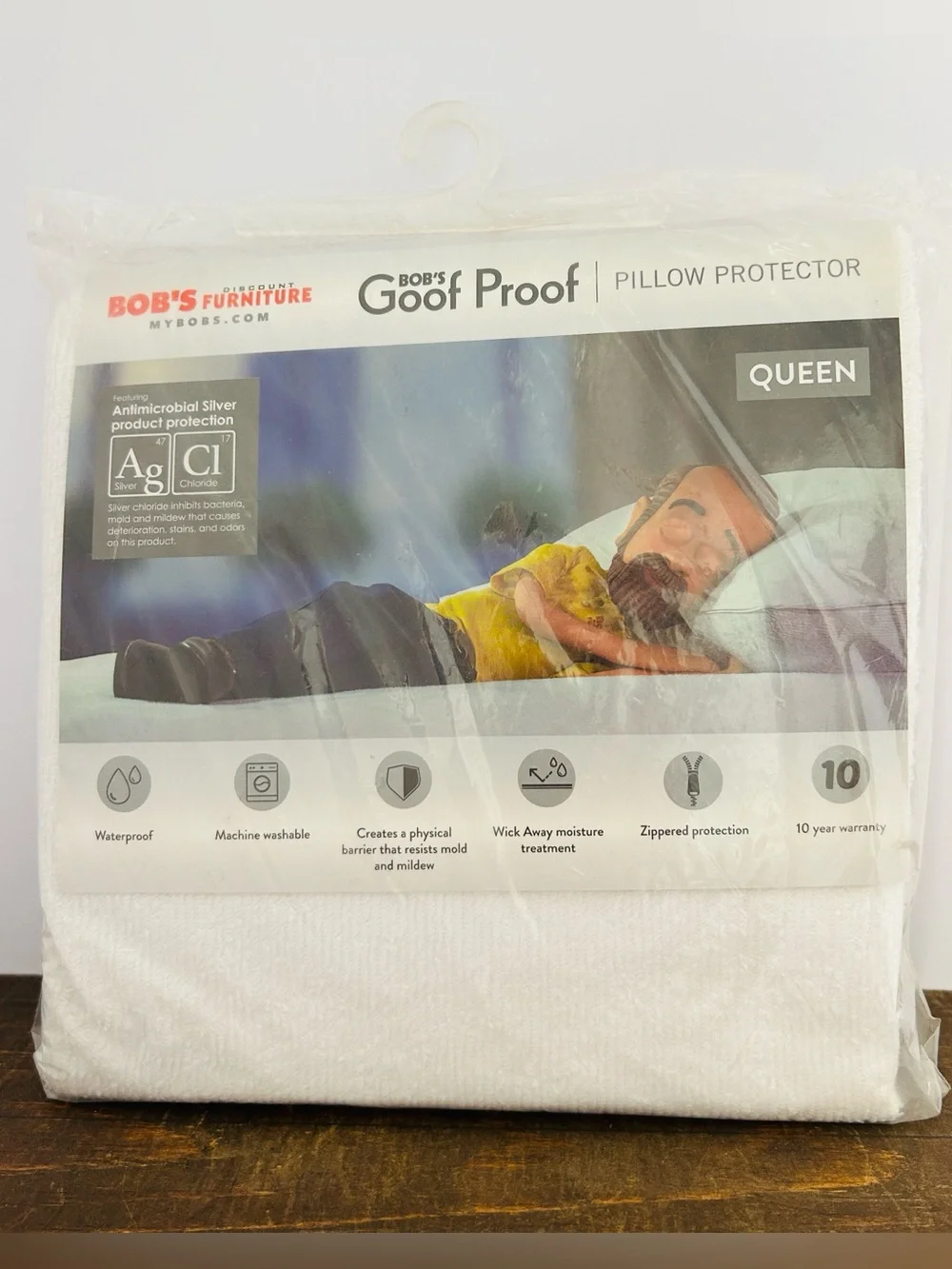 Bob's Goof Proof NWT Set of 2 Factory Sealed Queen Size Pillow White Protectors